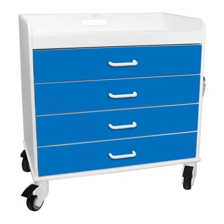 Trippnt Extra Wide Compact 4 Drawer Locking Cart, Global Blue, 27inW x 19inD x 27inH 51131